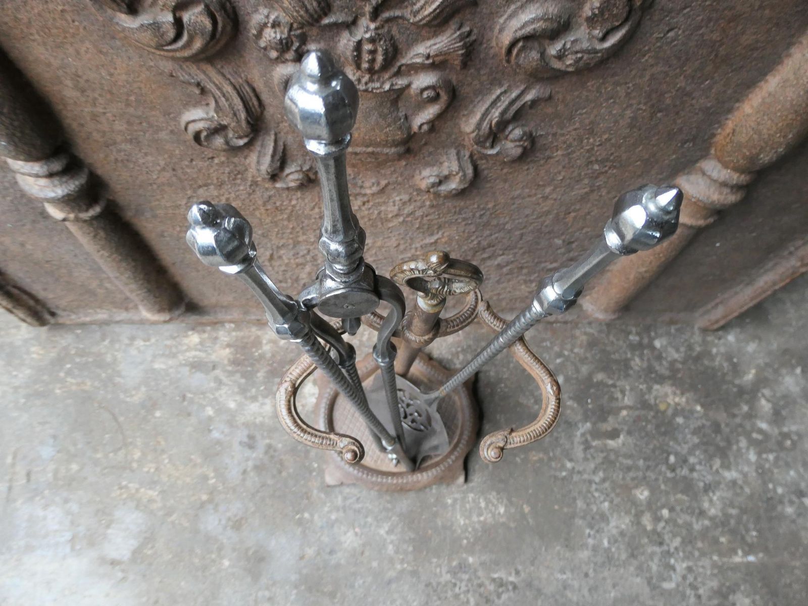 English Polished Steel Georgian Fireplace Tool Set, 18/19th C. photo vinterior