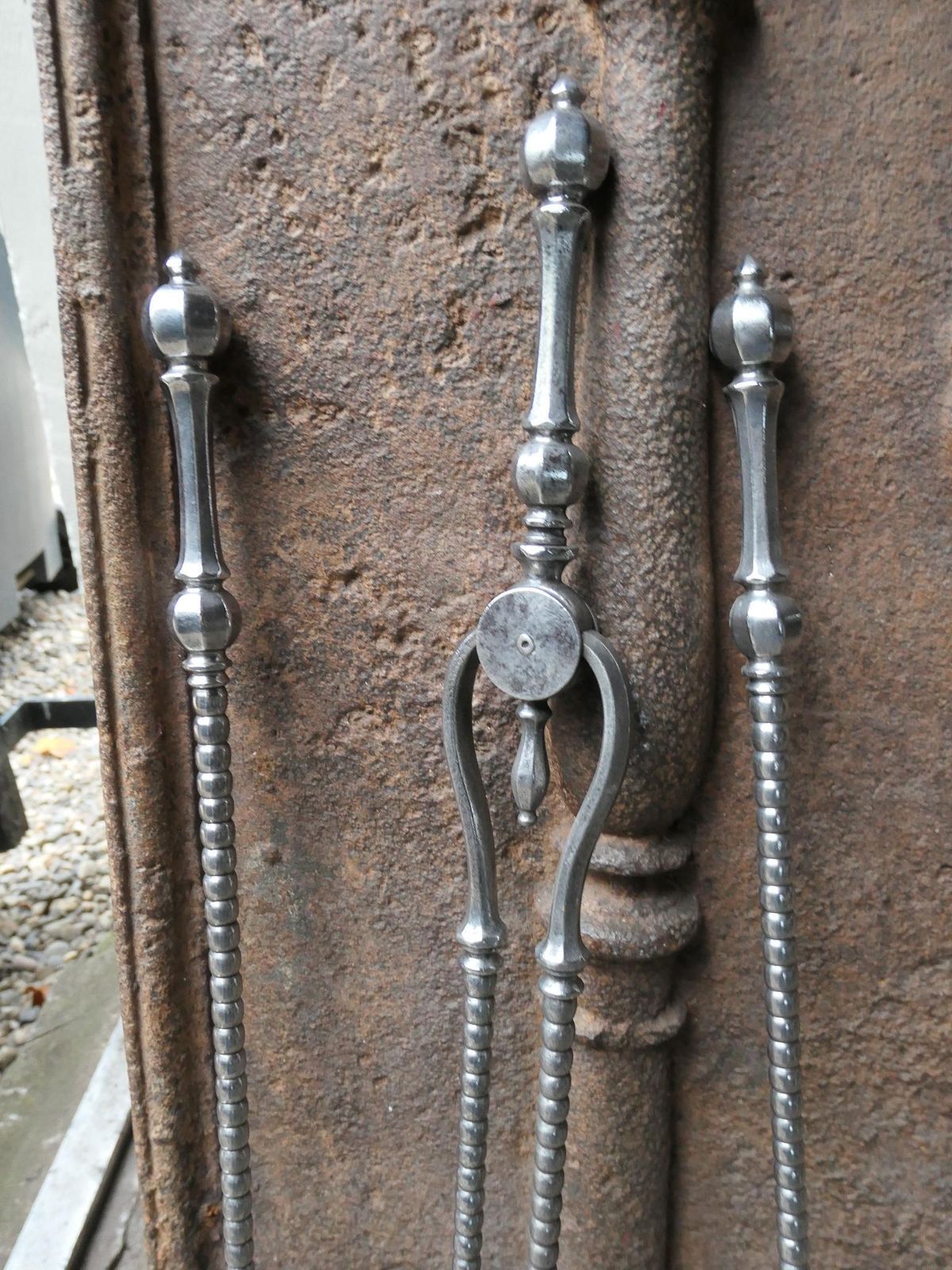 Home Fixtures English Polished Steel Georgian Fireplace Tool Set, 18/19th C. photo