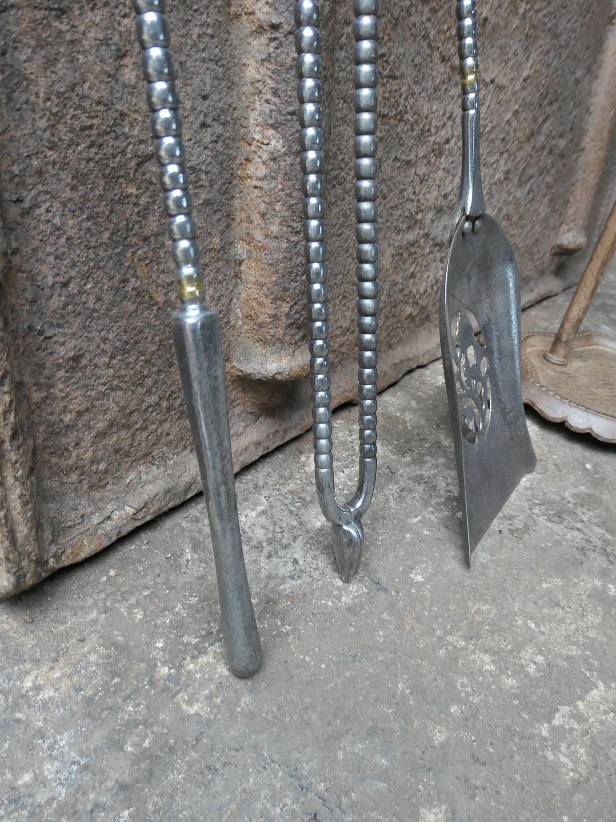photo buy English Polished Steel Georgian Fireplace Tool Set, 18/19th C.