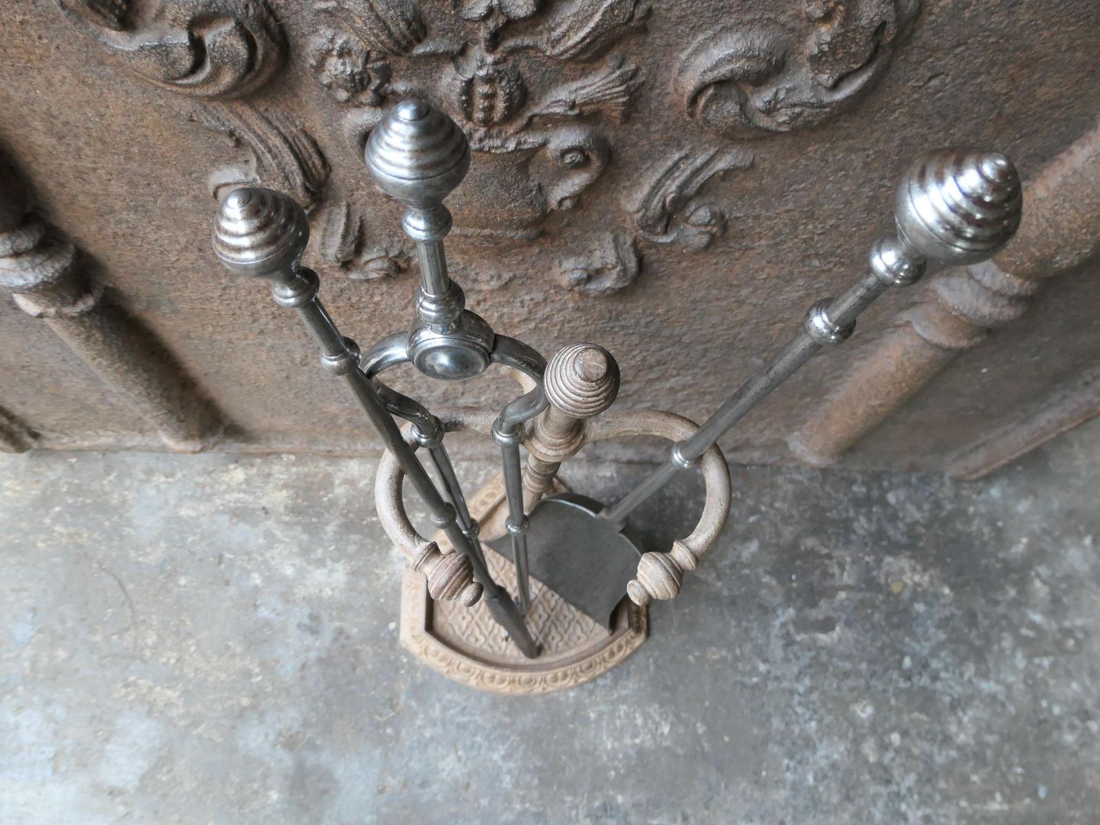 English Polished Steel Georgian Fireside Companion Set, 18th   19th C photo 1173.0