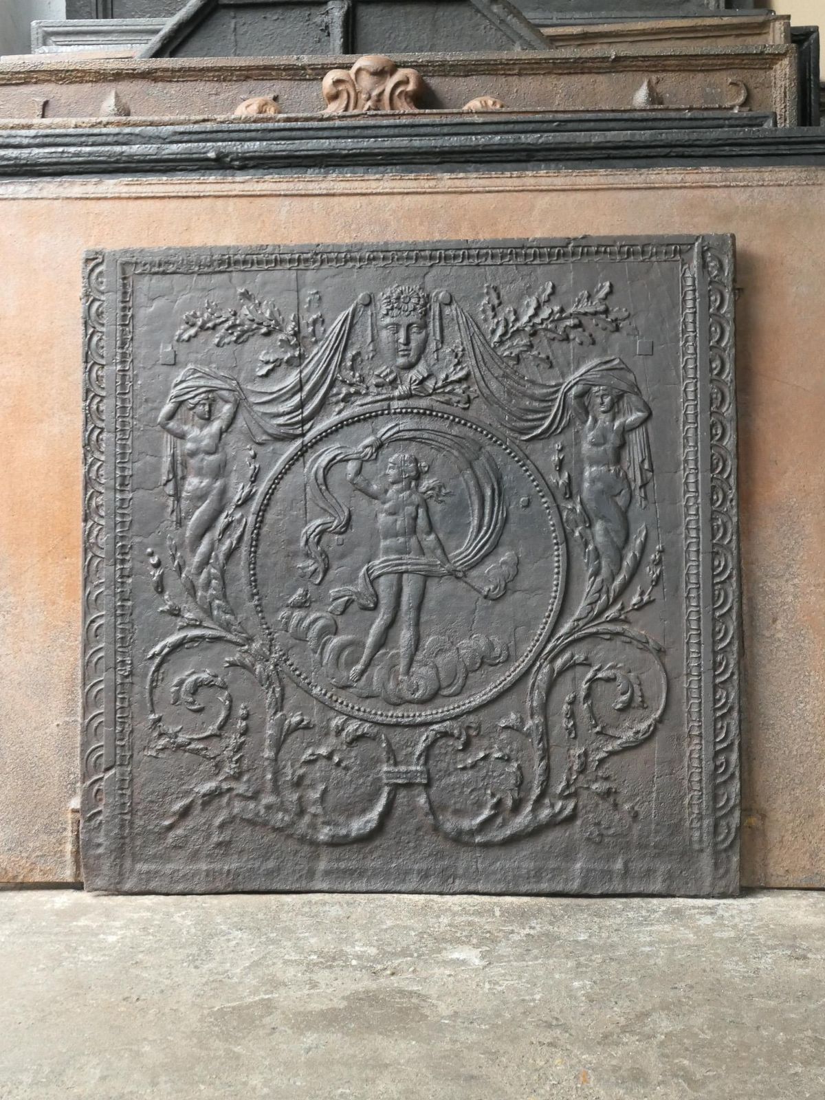 Antique French Fireback / Backsplash With The Goddess Venus, 18th Century photo for sale