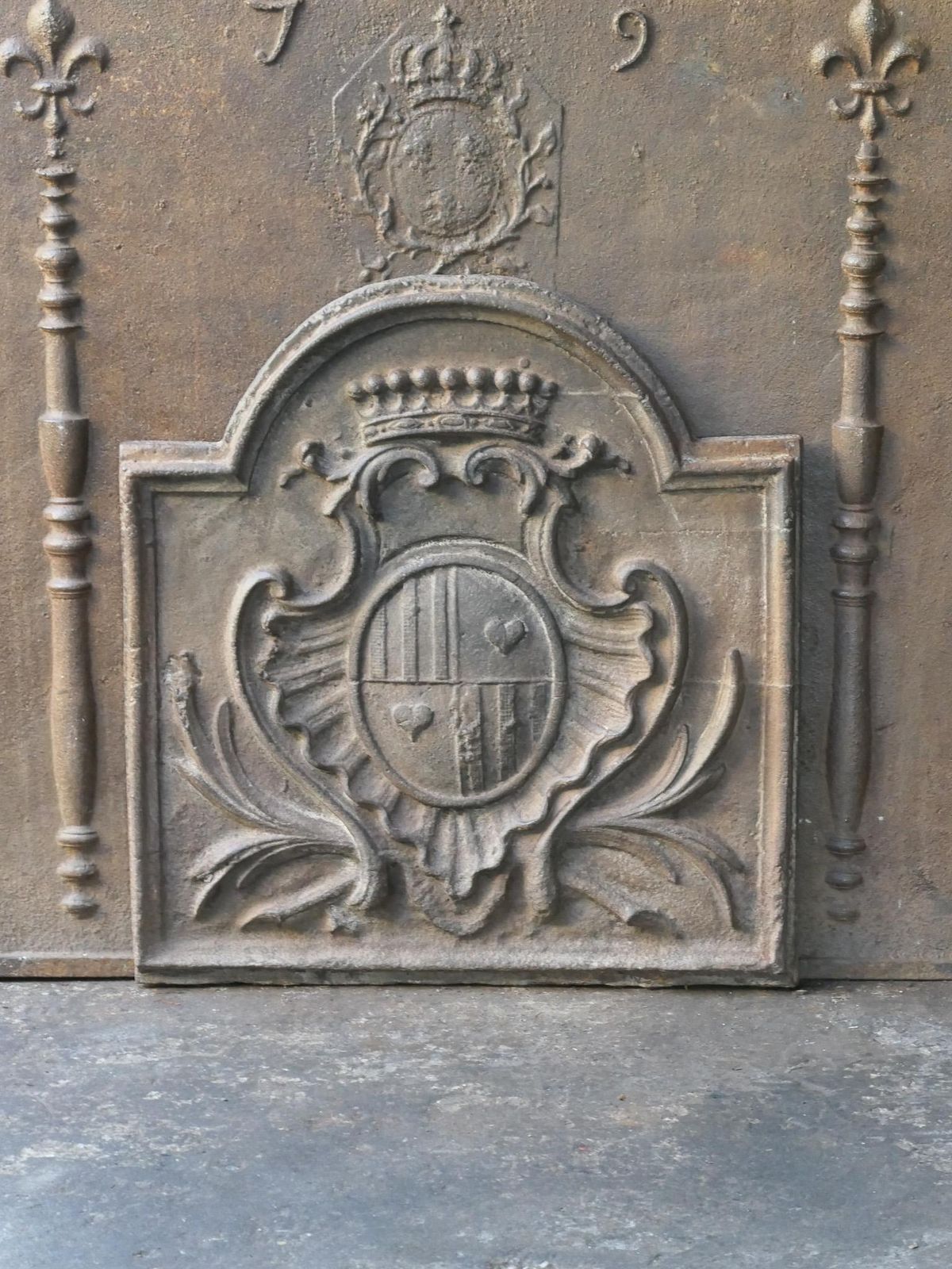 Antique French Louis XV Period 'Arms Of France' Fireback / Backsplash photo for sale