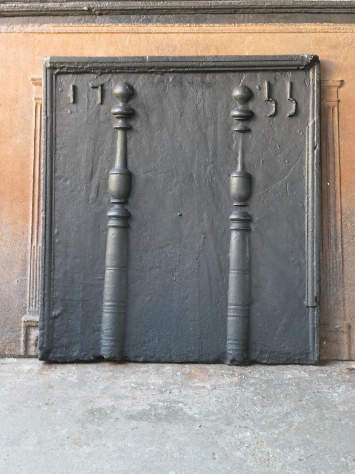 18th Century French Fireback / Backsplash With Pillars Of Hercules, Dated 1755 photo buy