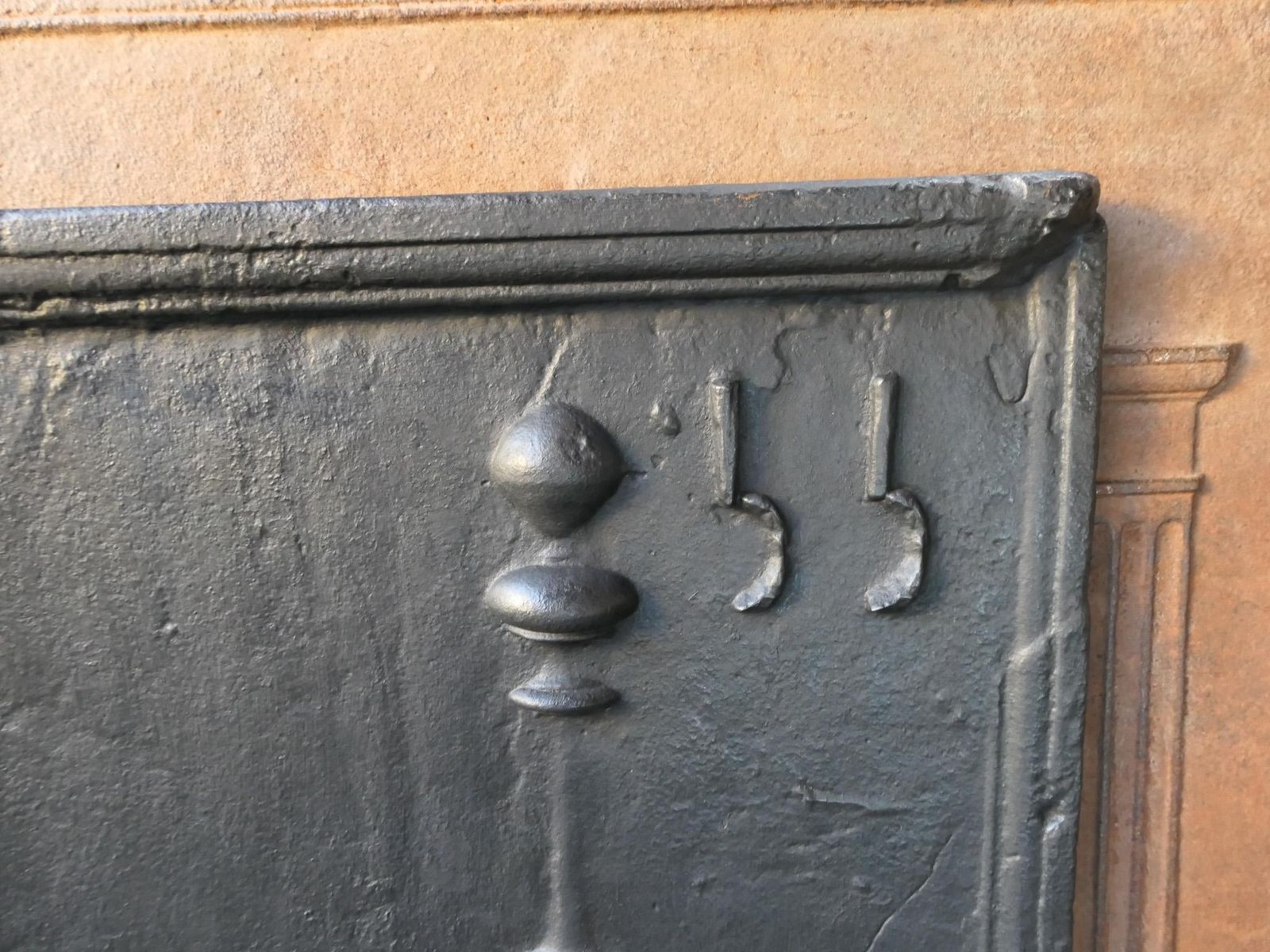 1088.0 18th Century French Fireback / Backsplash With Pillars Of Hercules, Dated 1755 photo