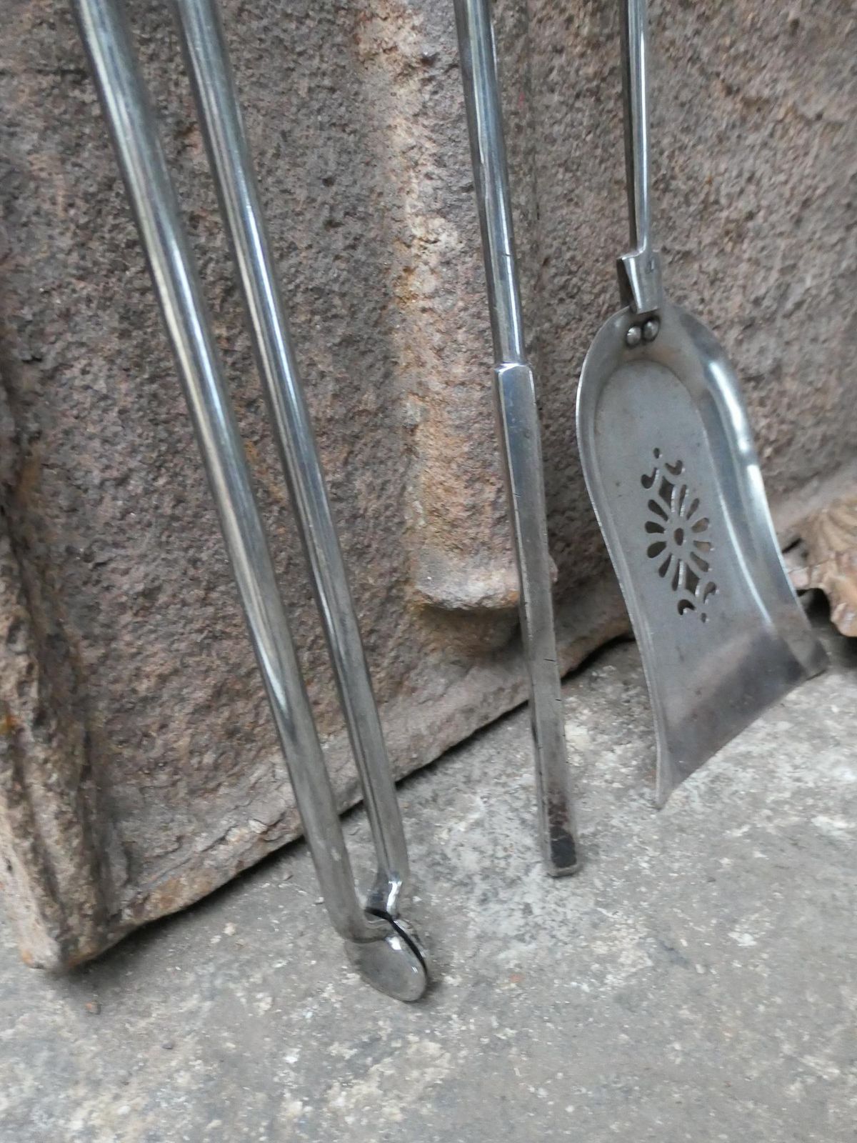 1147.0 Large 19th C. English Iron And Polished Steel Victorian Fireside Companion Set photo