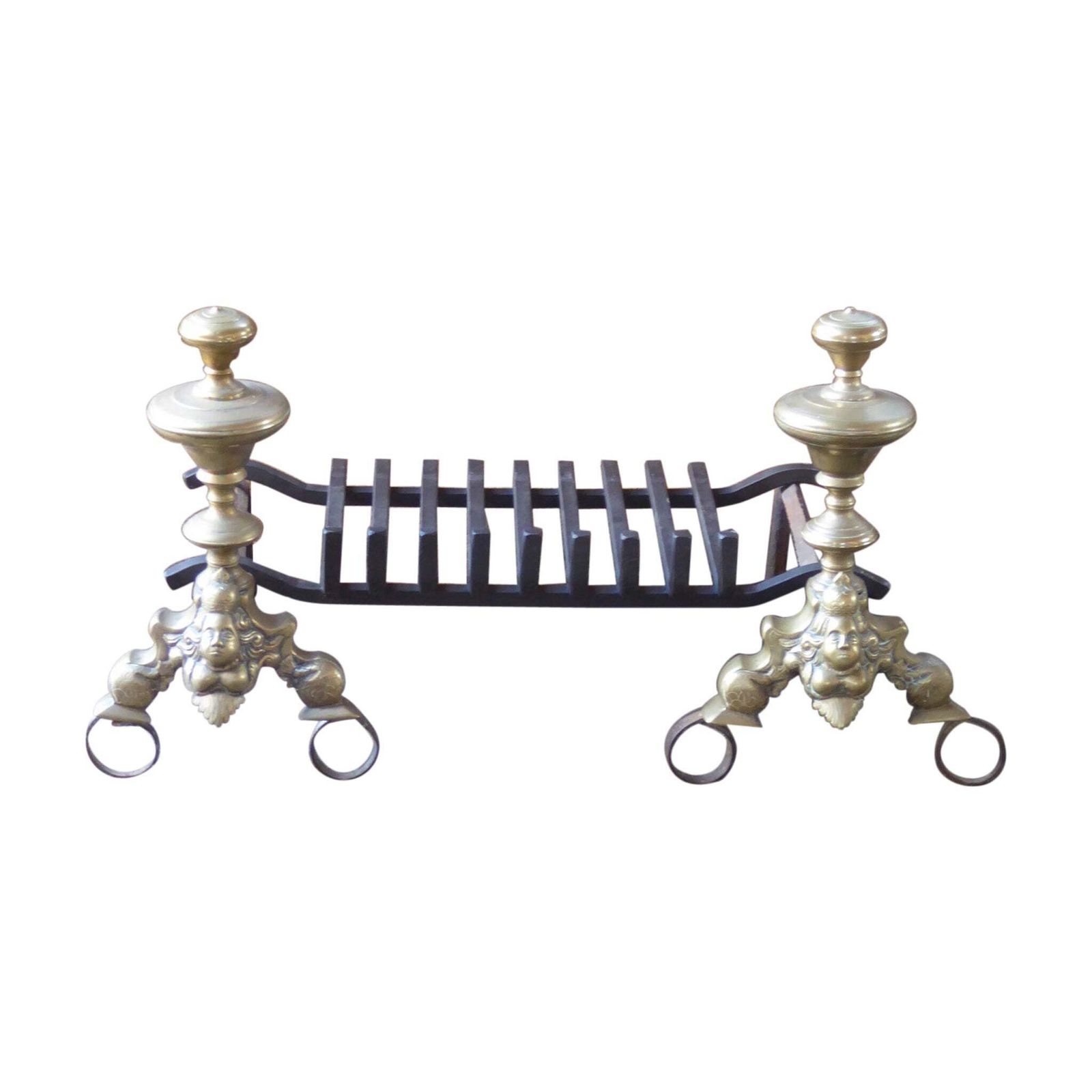 Antique French Louis XIV Fire Grate, Fireplace Grate, 17th Century