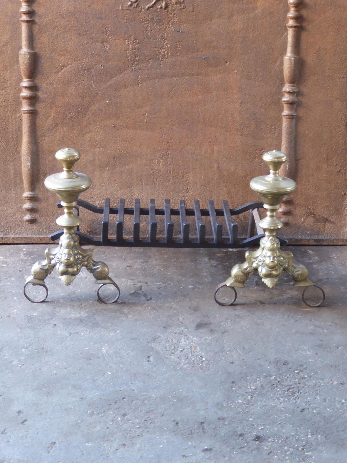 Antique French Louis XIV Fire Grate, Fireplace Grate, 17th Century photo furniture