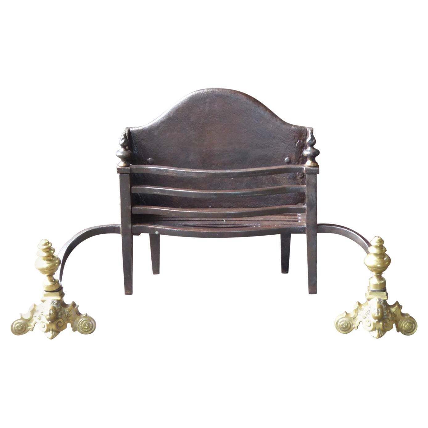 Large 18th 19th Century French Neoclassical Fire Grate, Fireplace Grate