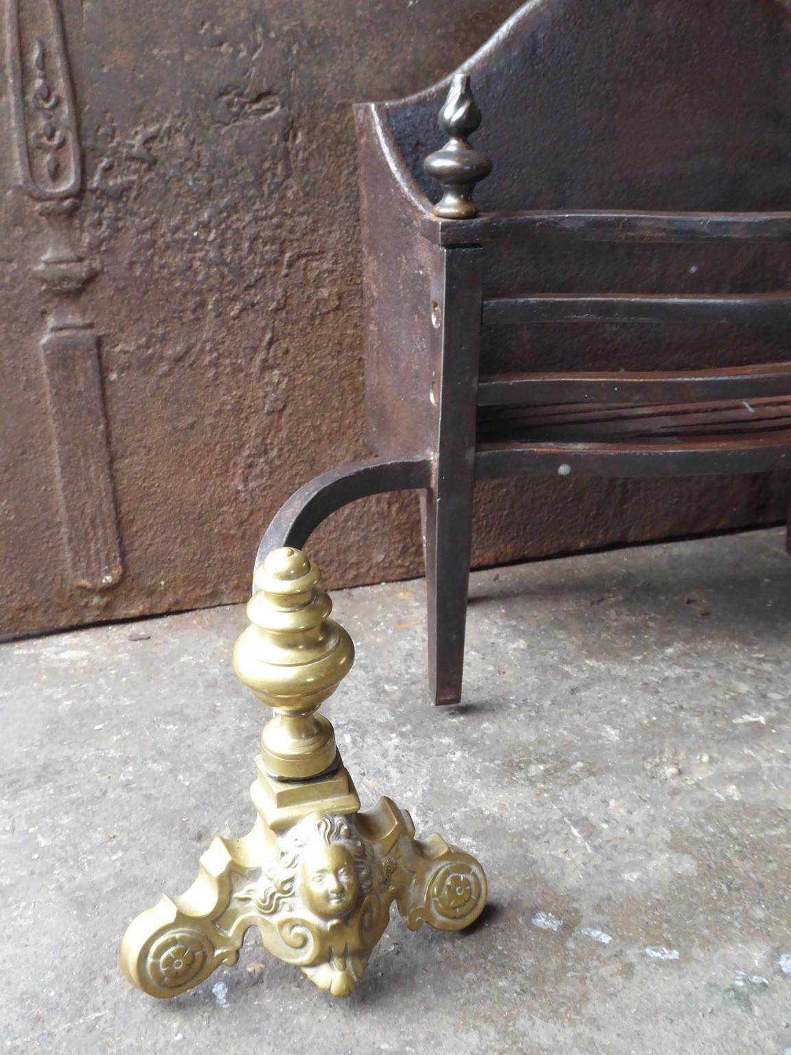 Large 18th 19th Century French Neoclassical Fire Grate, Fireplace Grate photo vintage