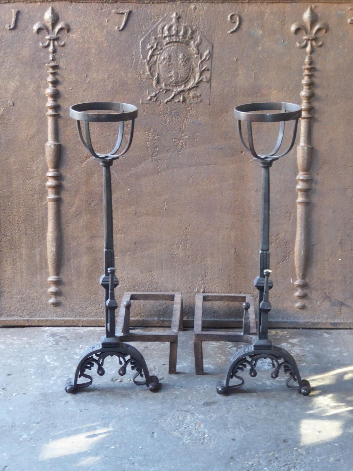 Antique French Neoclassical Fireplace Grate, Fire Grate, 18th 19th Century photo furniture