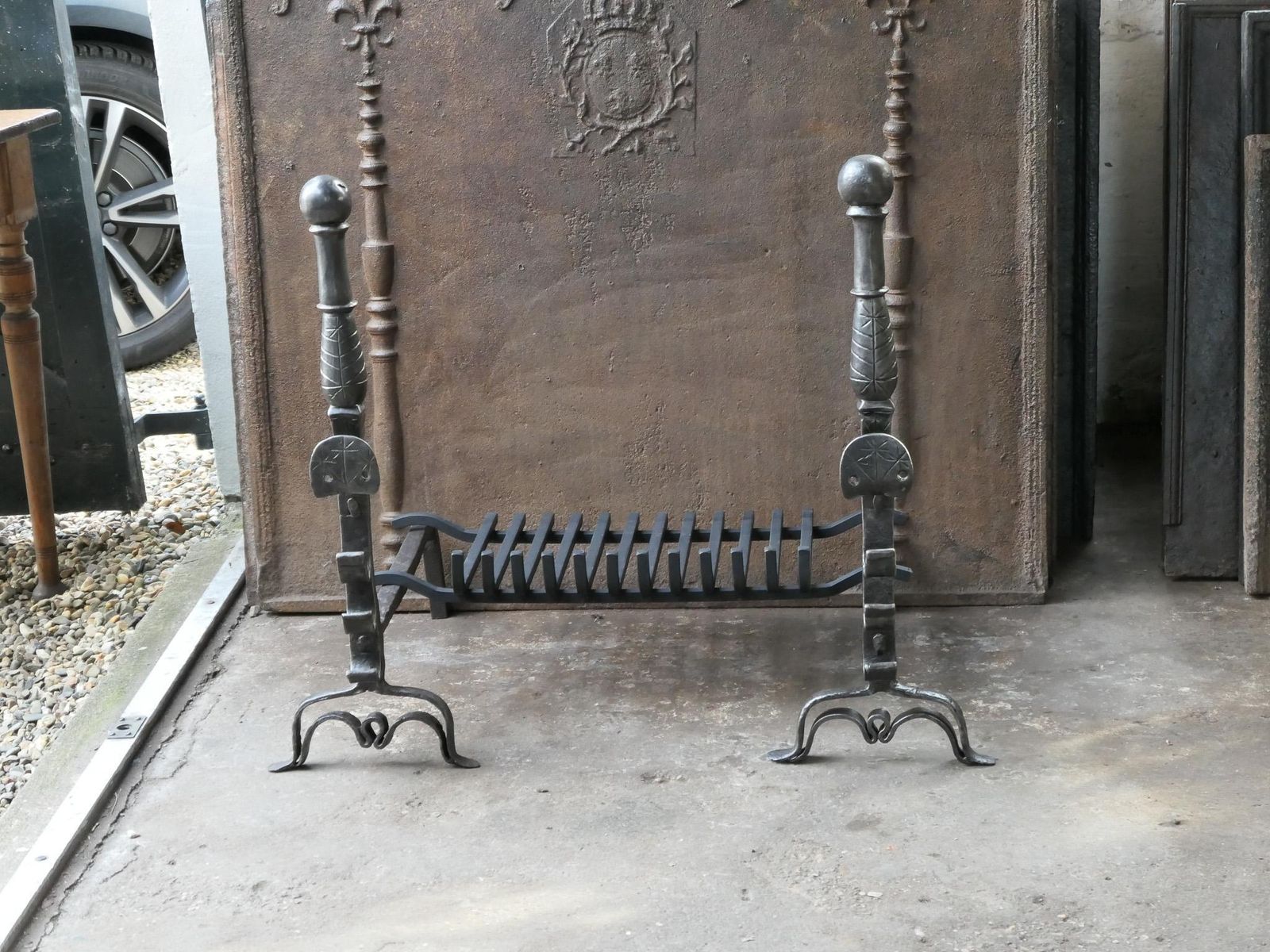 Beautiful French Gothic Fireplace Grate Or Fire Basket, 17th Century photo 2346.0