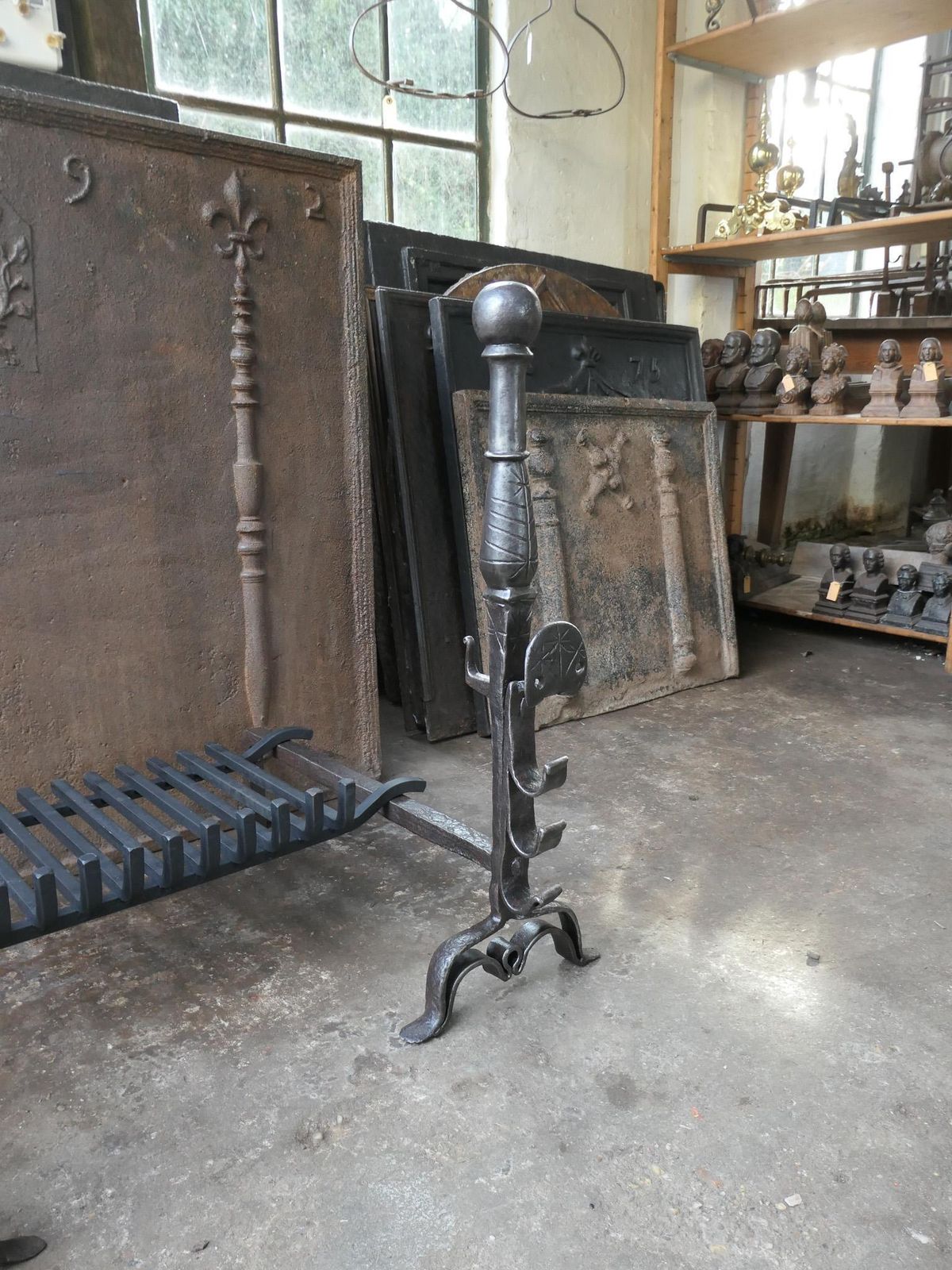 photo furniture Beautiful French Gothic Fireplace Grate Or Fire Basket, 17th Century