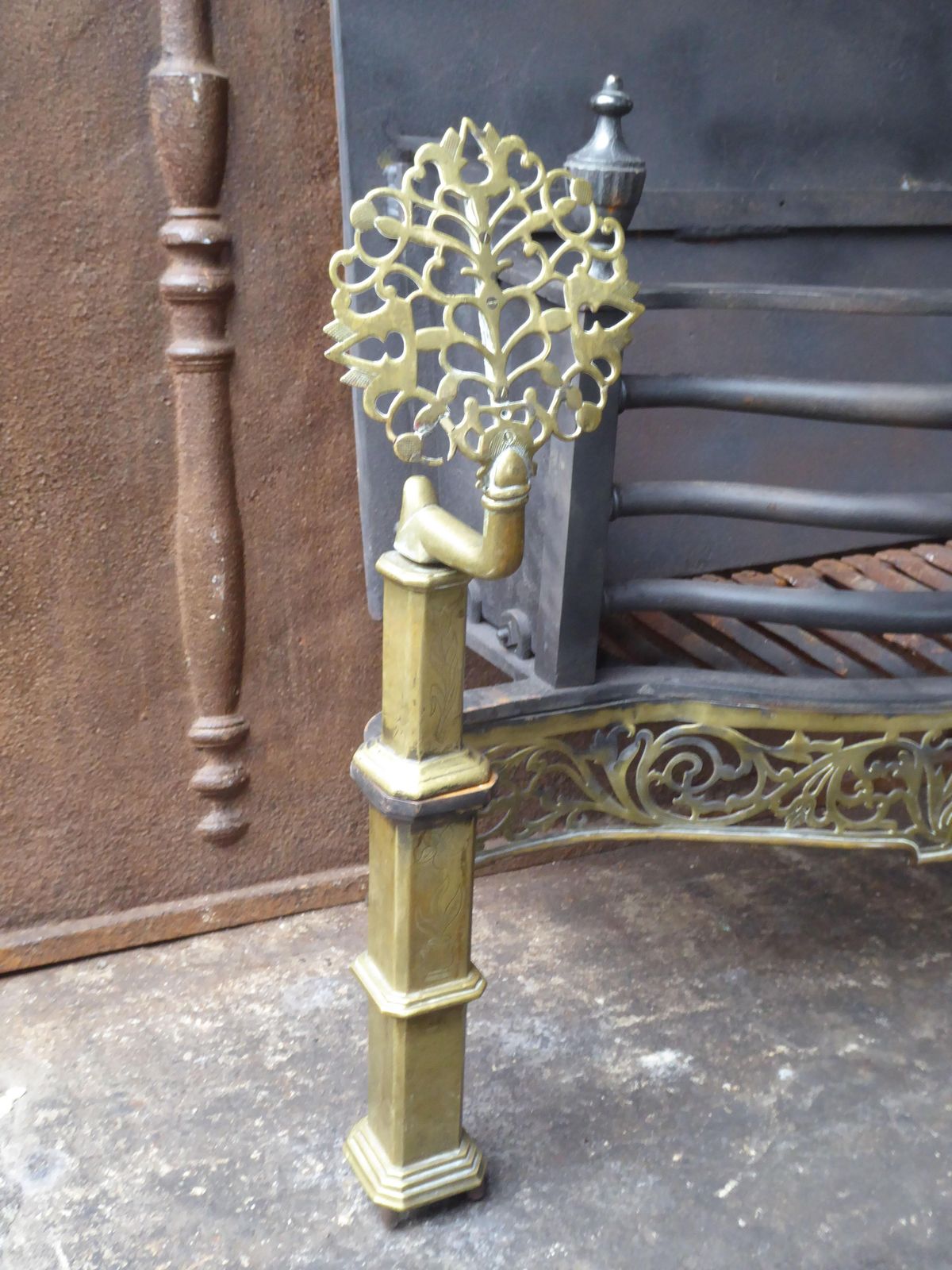photo for sale Exquisite English Art Nouveau Fireplace Grate, Fire Grate
