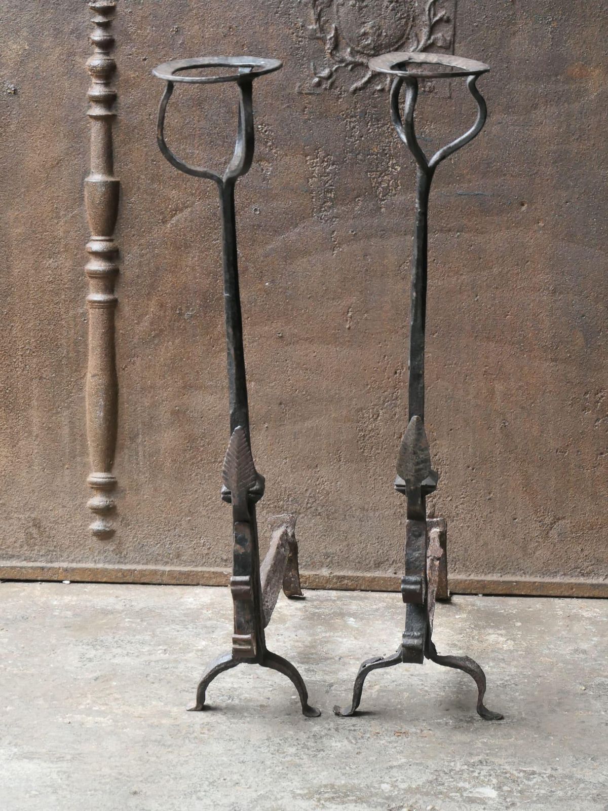 Large French Gothic Style Andirons Or Firedogs photo for sale