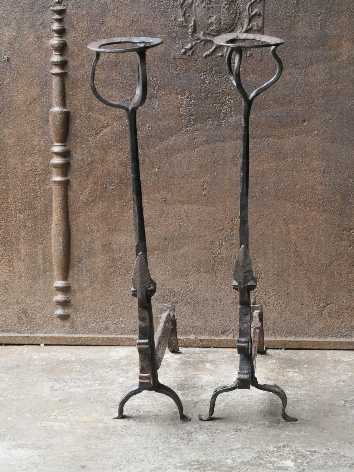 Large French Gothic Style Andirons Or Firedogs photo Home Fixtures