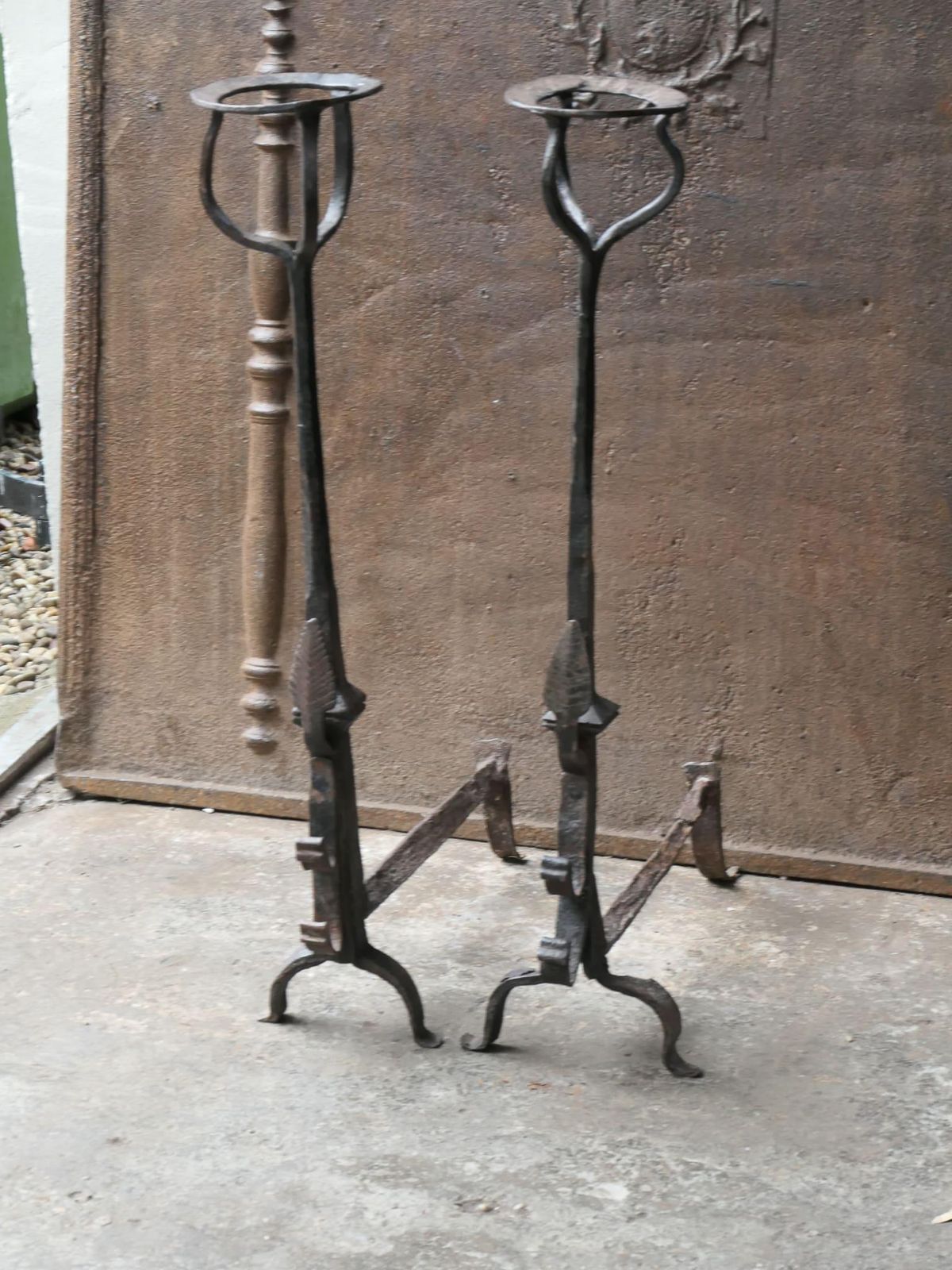Large French Gothic Style Andirons Or Firedogs photo 252.0