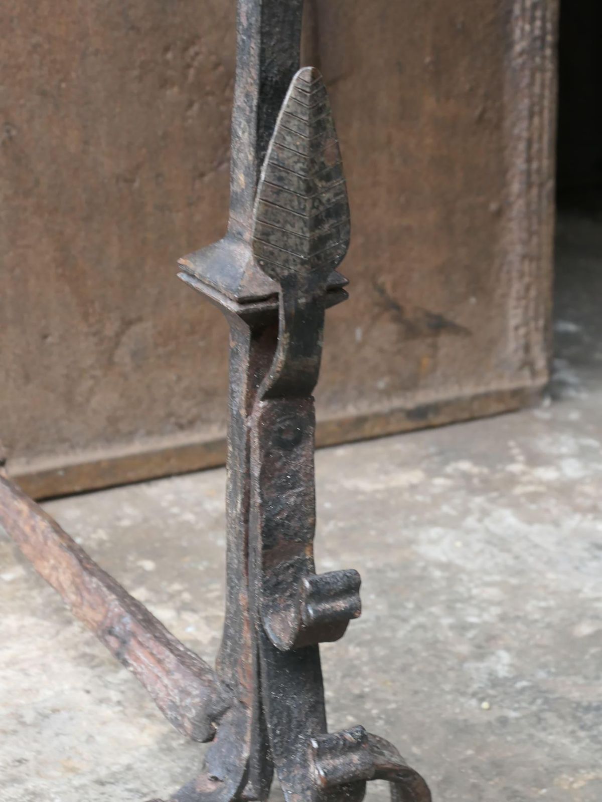 photo for sale Large French Gothic Style Andirons Or Firedogs