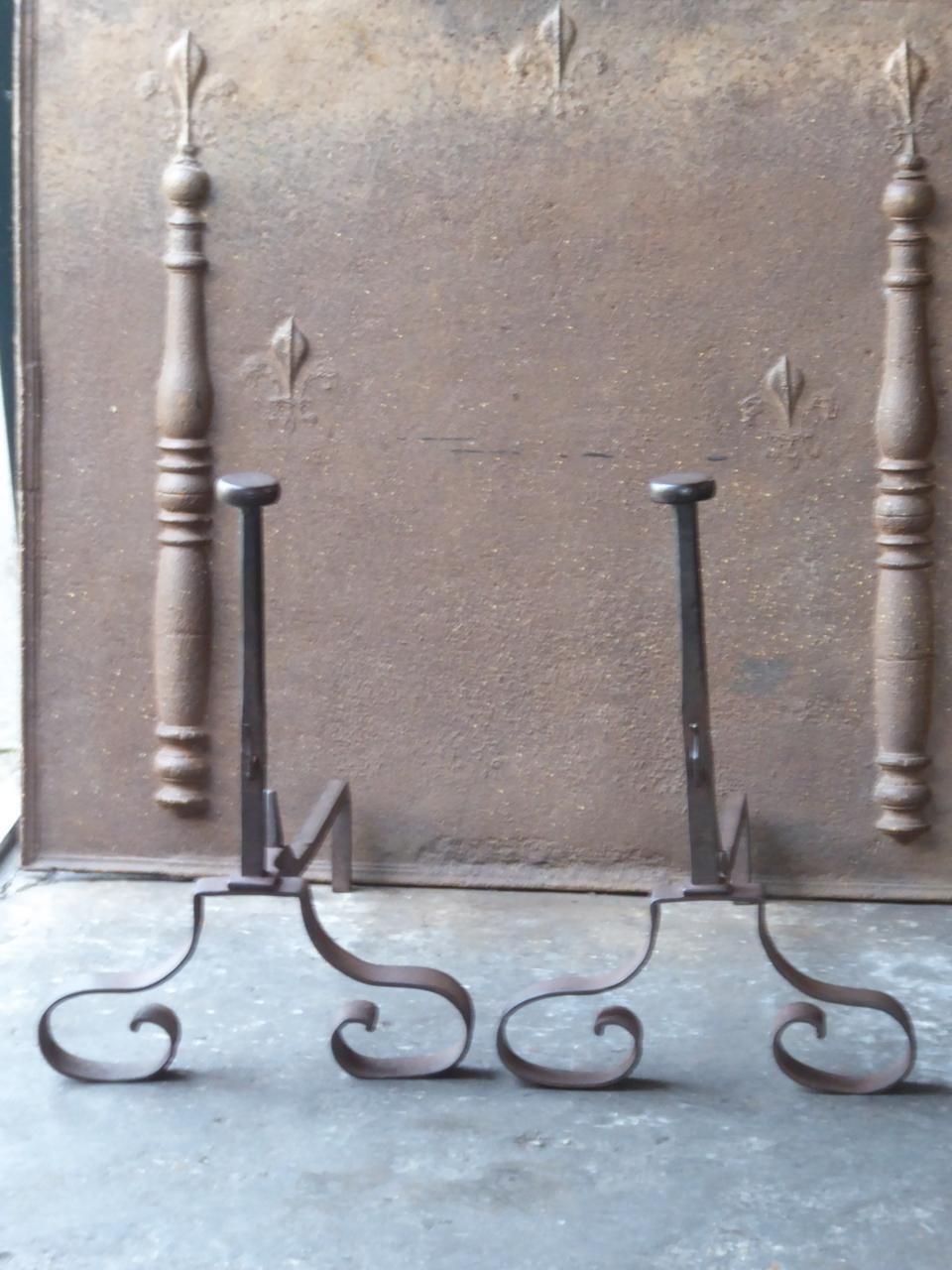Antique French Louis XV Style Andirons Or Firedogs photo furniture