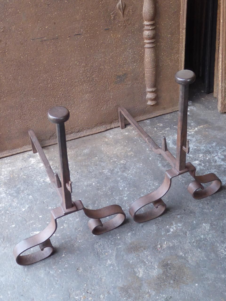 Antique French Louis XV Style Andirons Or Firedogs photo Home Fixtures