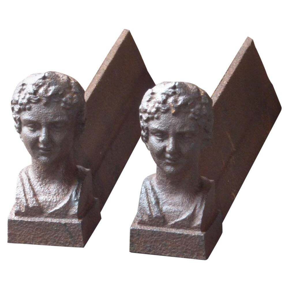 Antique French Napoleon III Andirons Or Firedogs, 19th Century