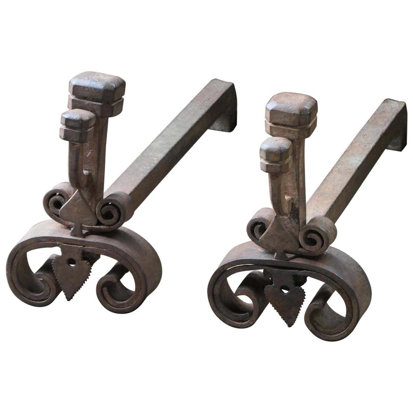 18th Century French Louis XV Period Andirons Or Firedogs