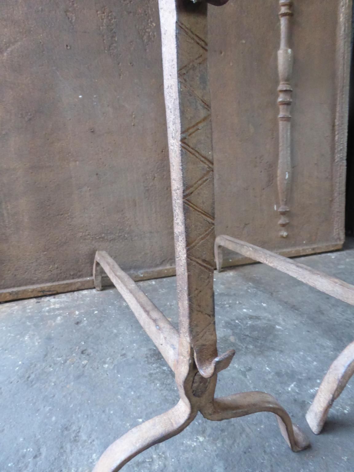 Antique French Gothic Andirons Or Firedogs, 17th Century photo vinterior