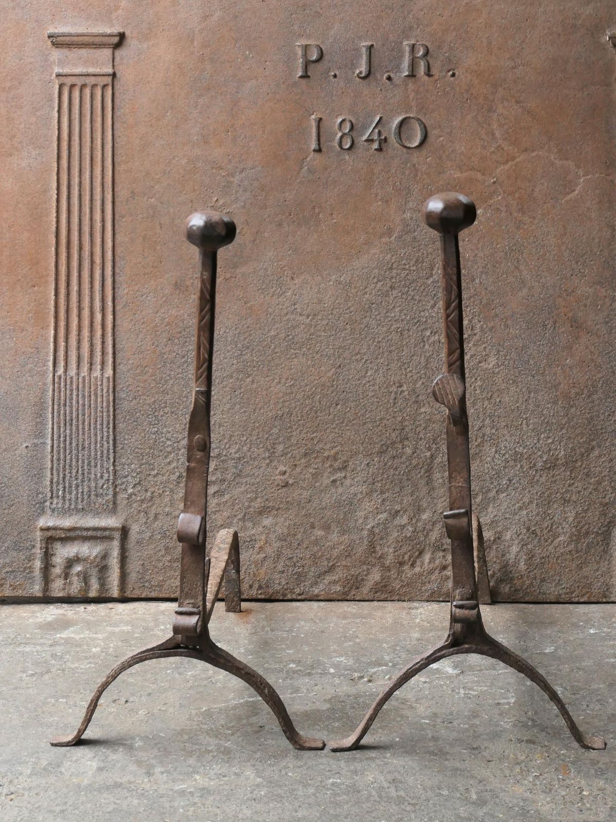 17th Century Louis XIII Andirons, Firedogs, Landiers photo Home Fixtures