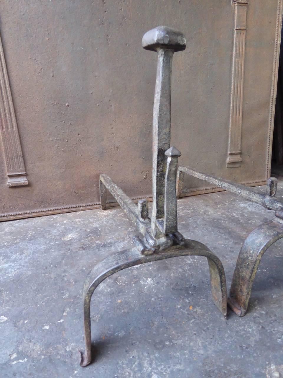 17th 18th Century French Gothic Firedogs, Andirons photo Home Fixtures