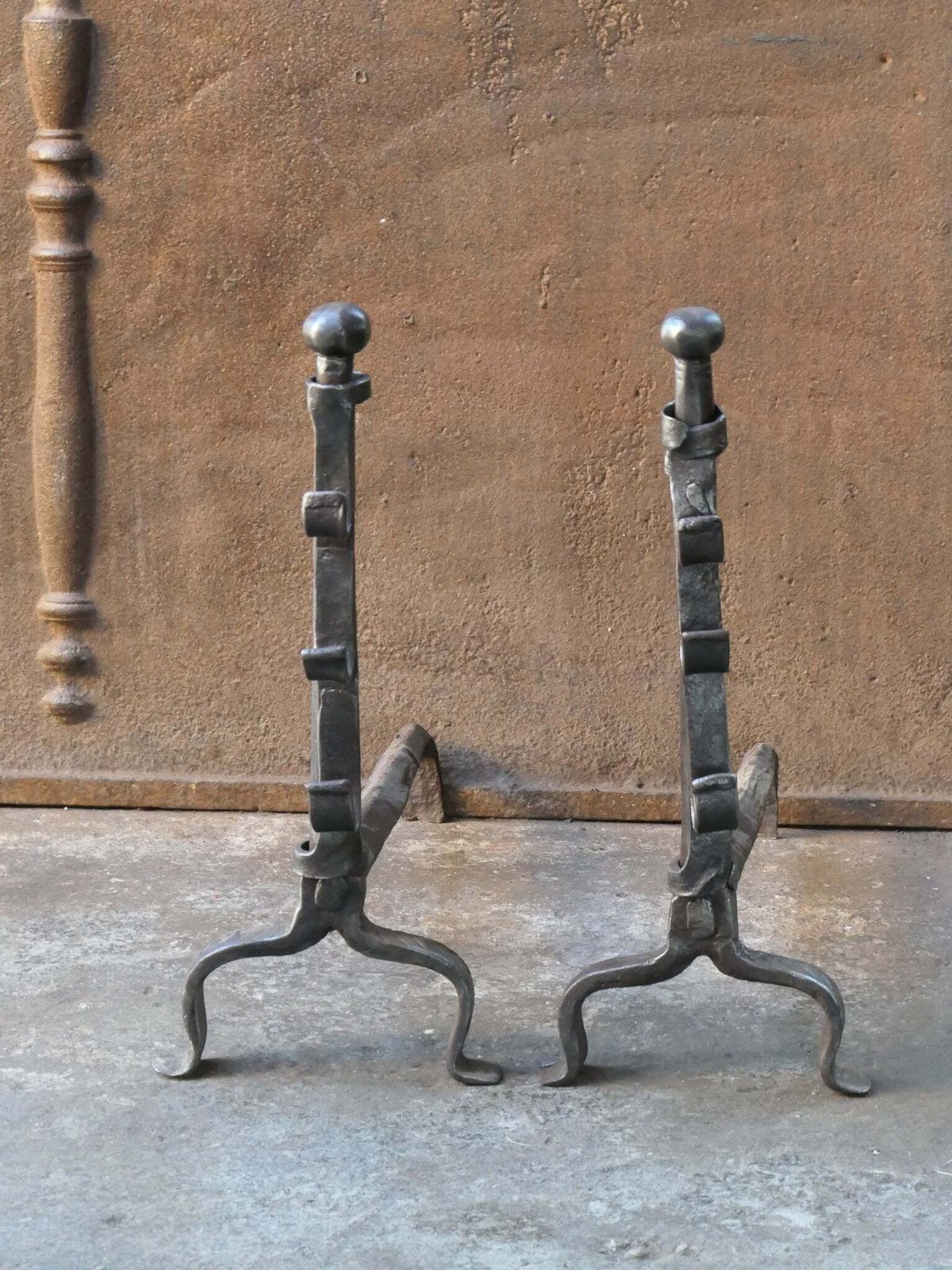 Antique French Gothic Andirons Or Firedogs, 17th Century photo furniture