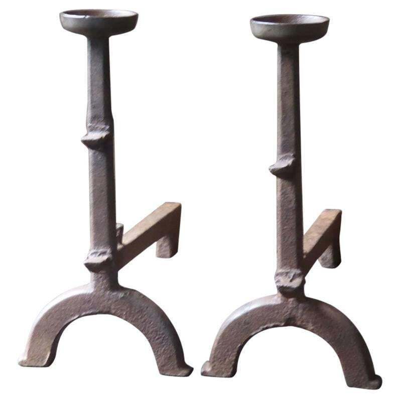 17th Century Gothic Cup Dogs, Andirons
