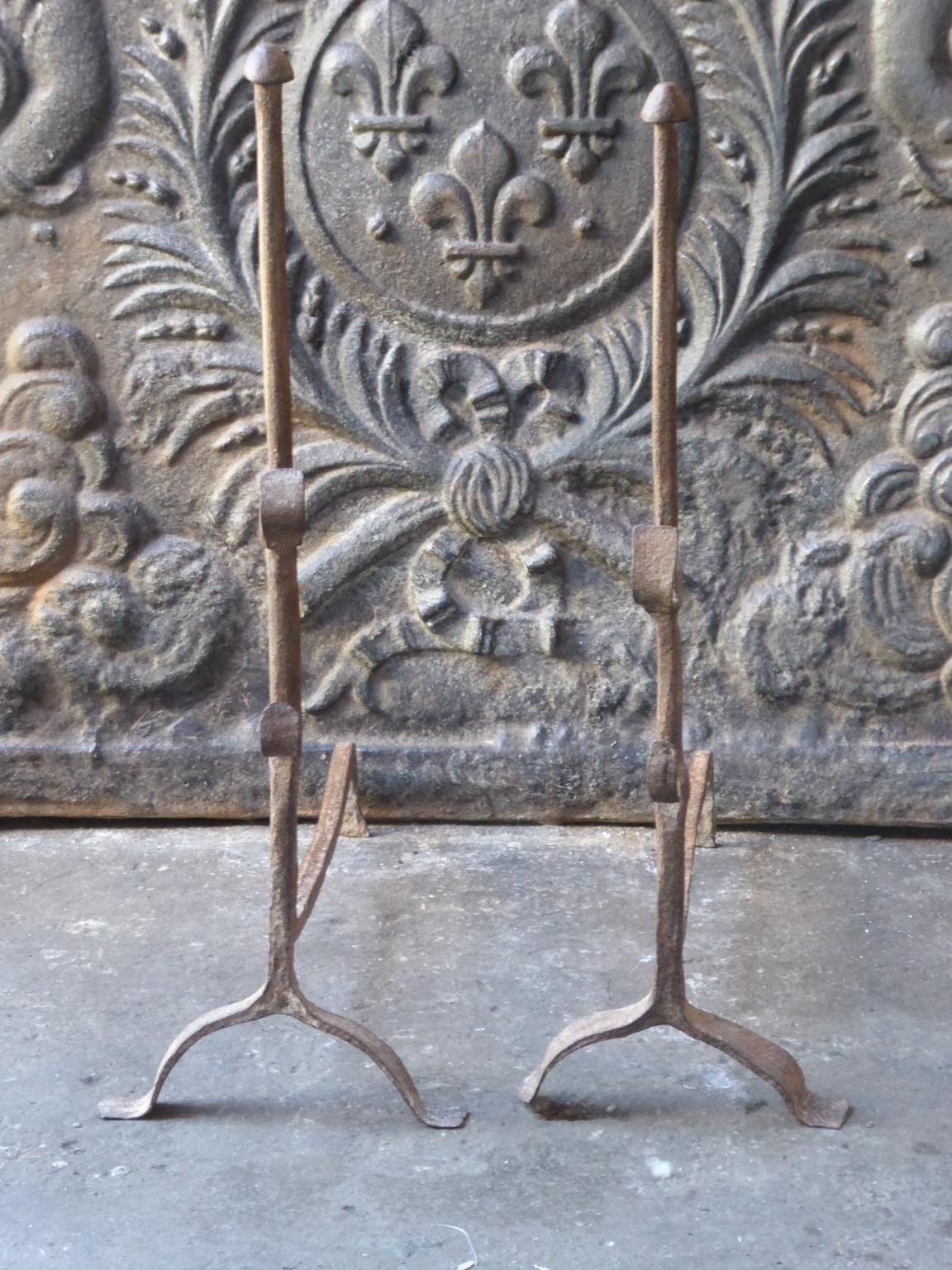 Antique French Gothic Andirons Or Firedogs, 17th Century photo furniture