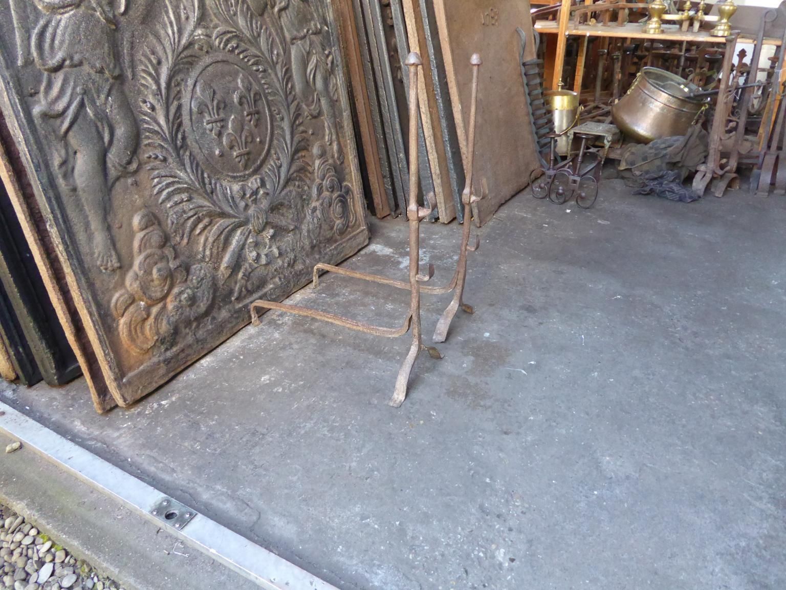 Antique French Gothic Andirons Or Firedogs, 17th Century photo buy