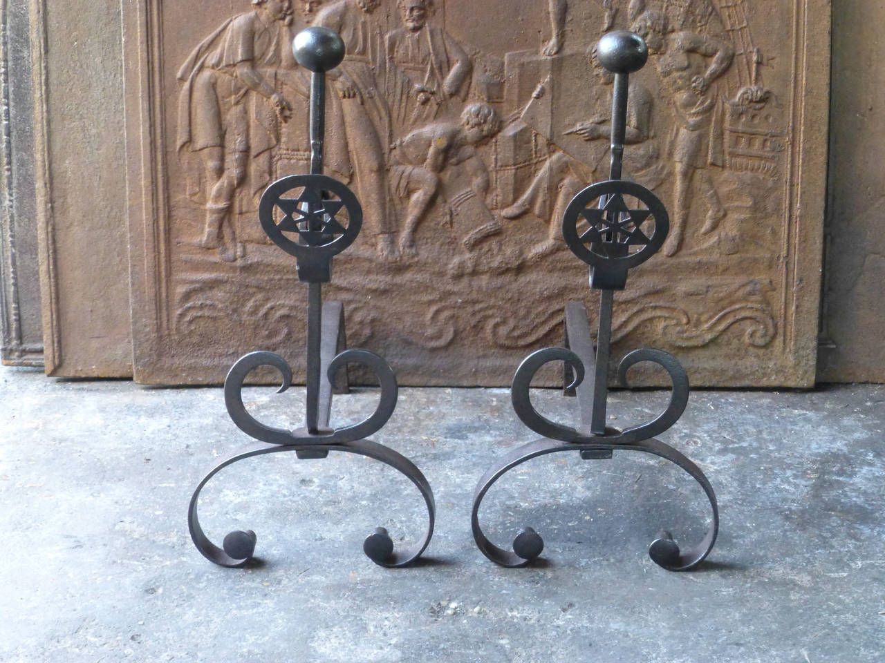 19th Century French Napoleon III Andirons, Fire Dogs photo furniture