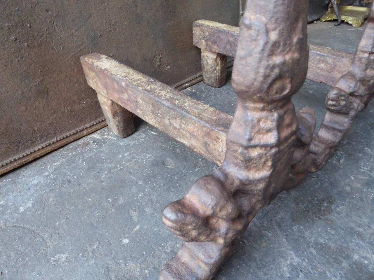 photo furniture Large 19th 20th Century French Andirons Or Firedogs