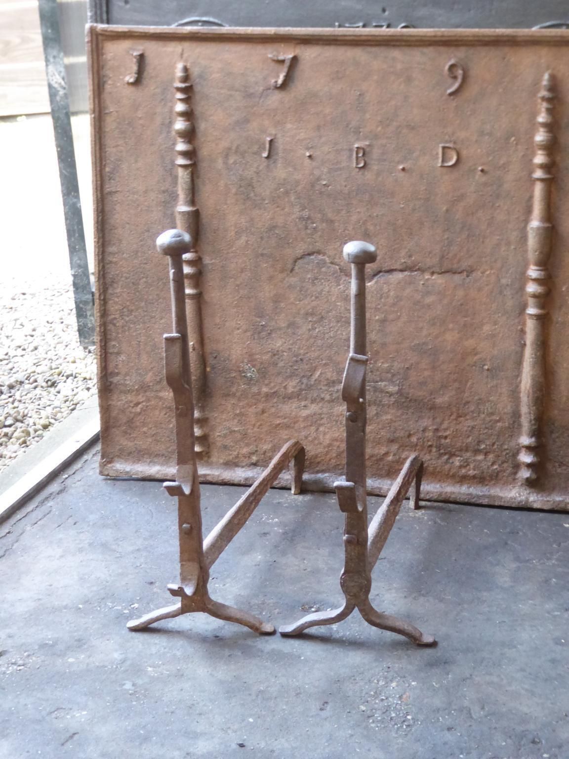 French Gothic Andirons Or Firedogs, 17th 18th Century photo for sale