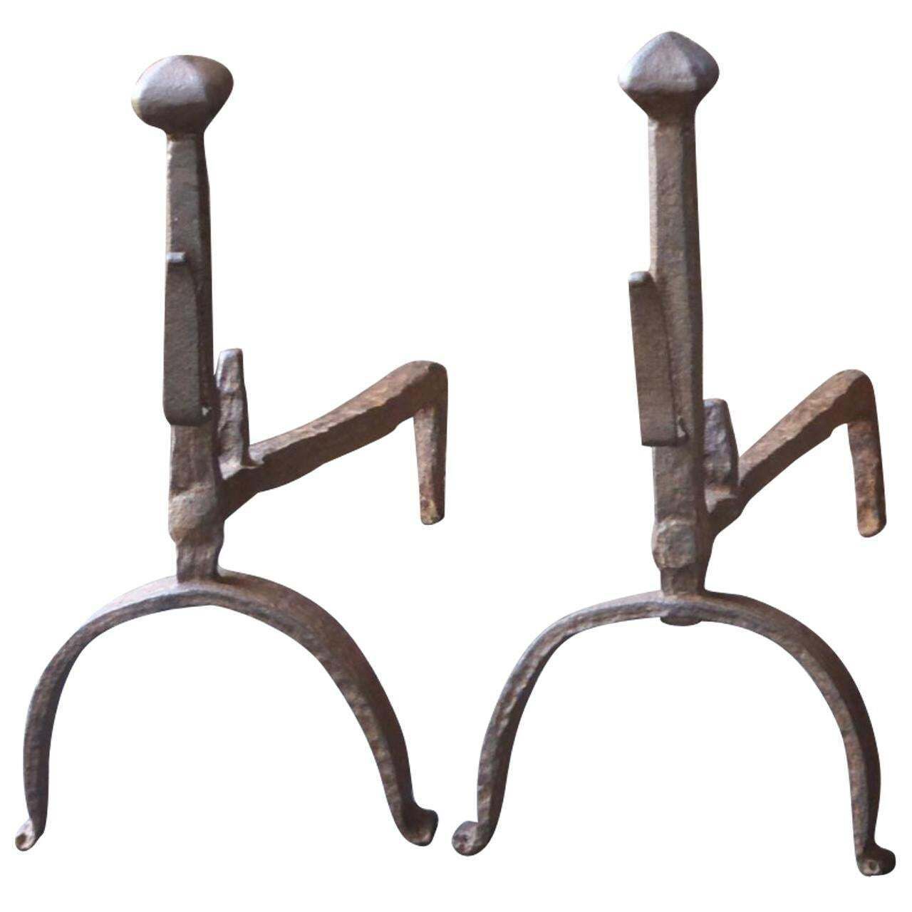 18th Century French Louis XV Andirons Or Firedogs