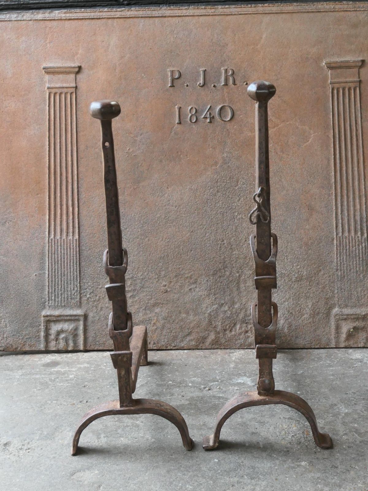 19th Century Large French Andirons, Firedogs, Louis XV Period photo Home Fixtures