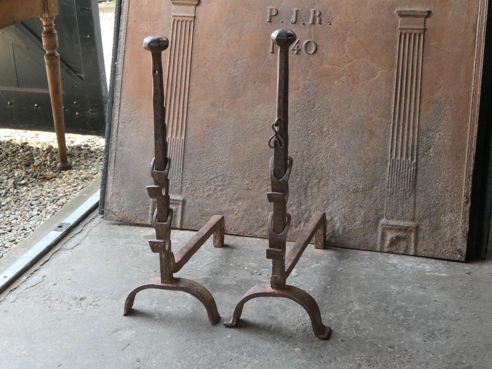 19th Century Large French Andirons, Firedogs, Louis XV Period photo buy