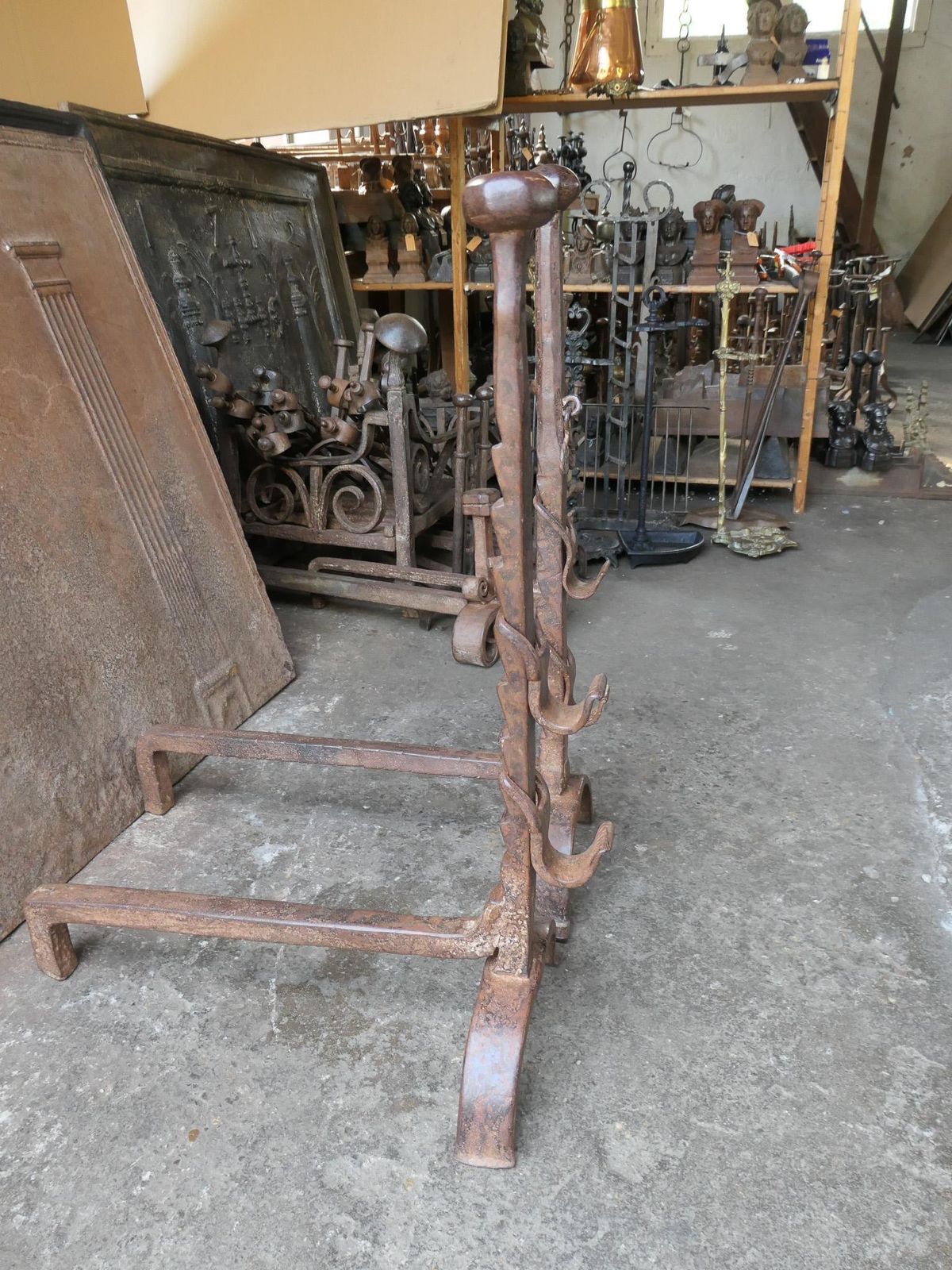 photo furniture 19th Century Large French Andirons, Firedogs, Louis XV Period