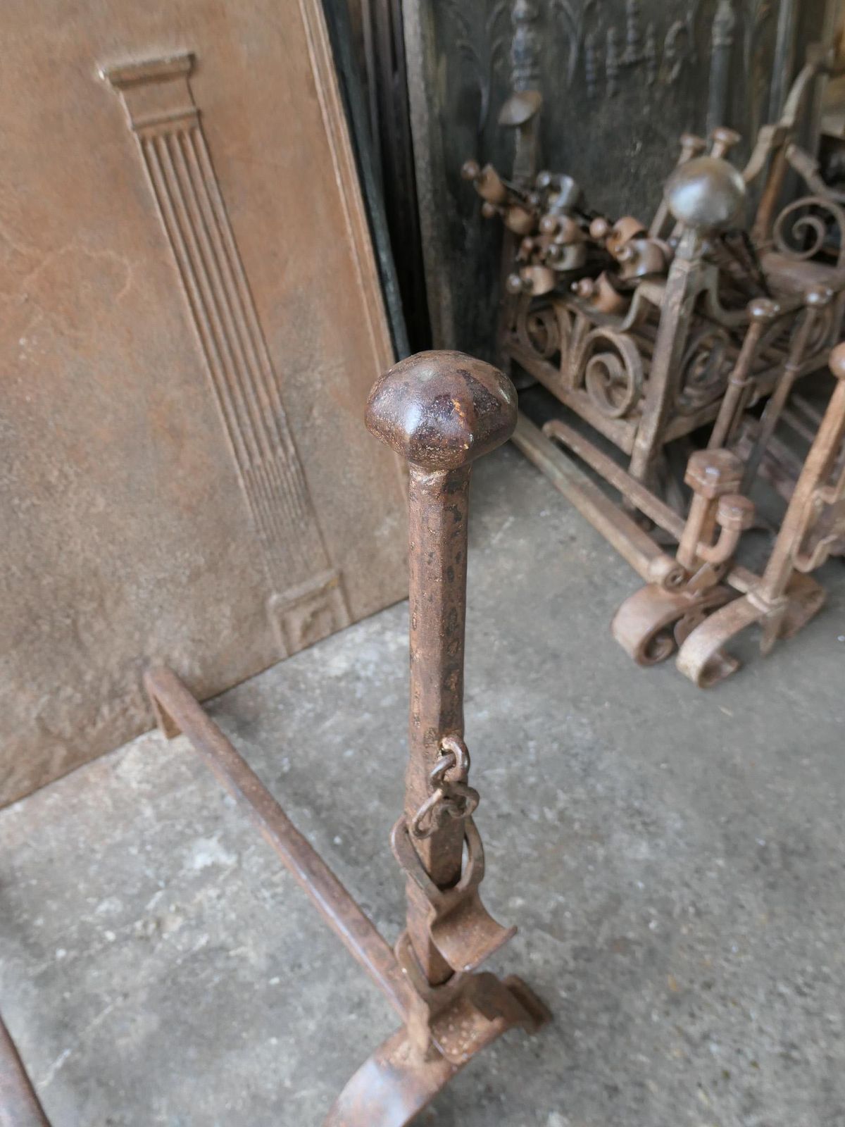 photo vinterior 19th Century Large French Andirons, Firedogs, Louis XV Period