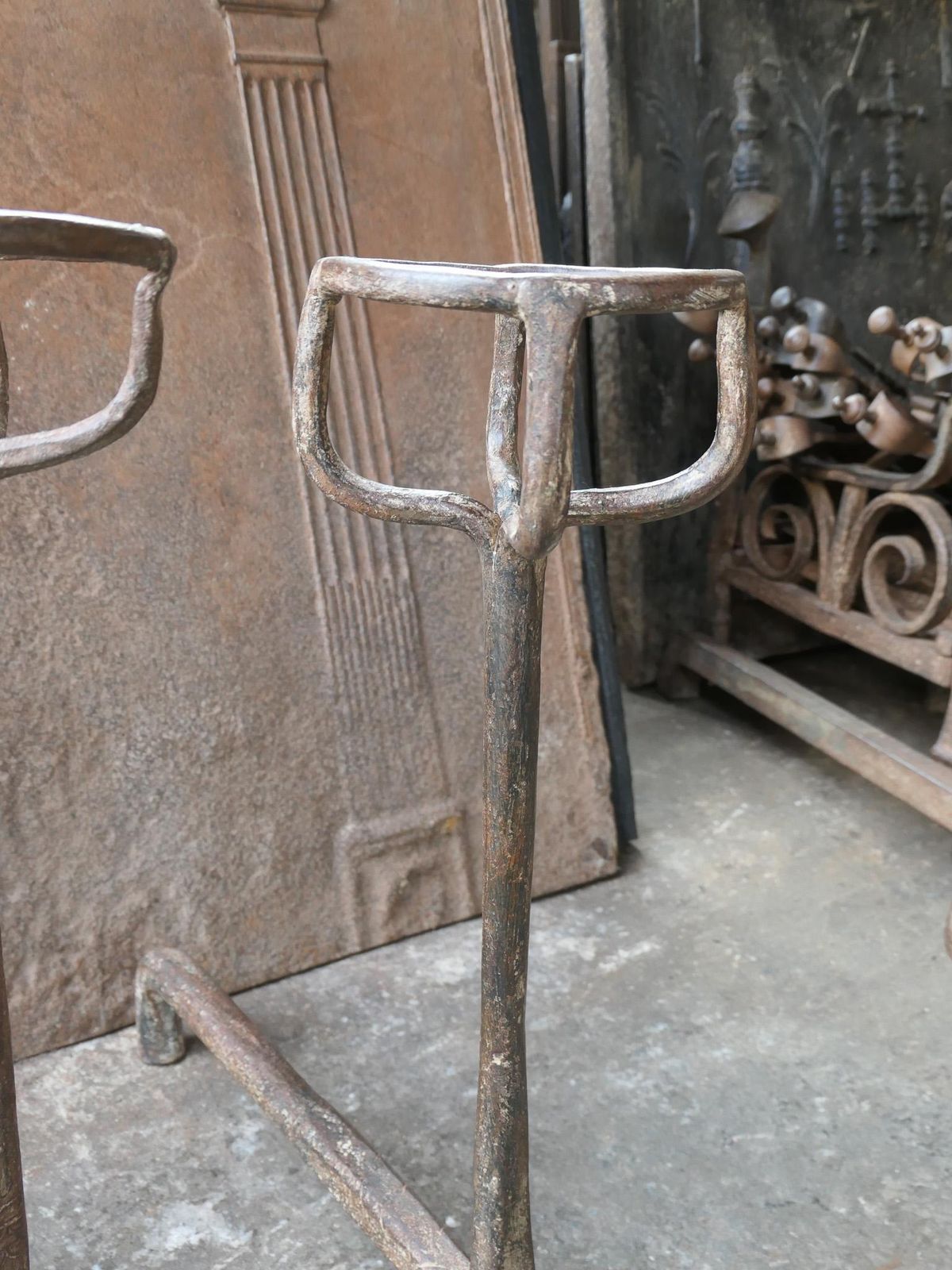 18th Century French Fire Andirons, Gothic Style photo vinterior