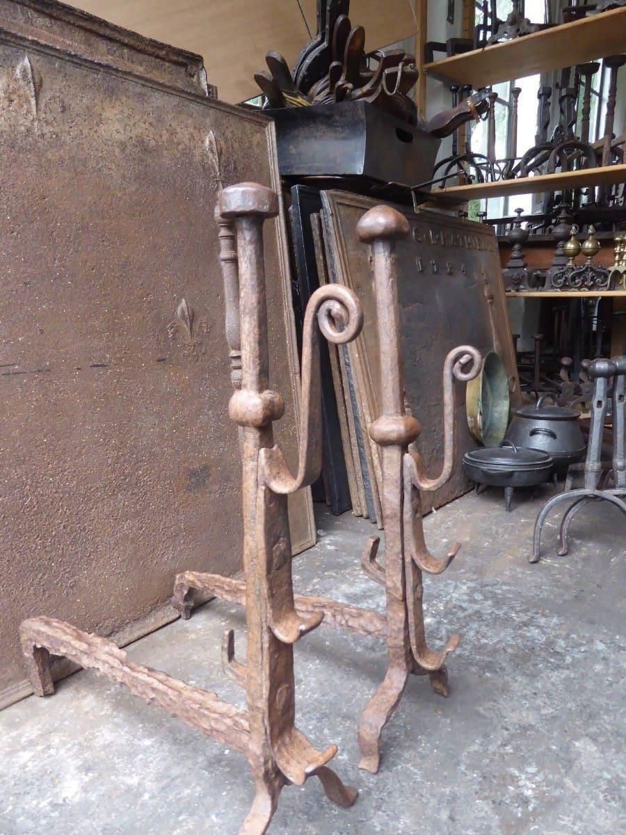 photo vinterior 17th Century Louis XIII 'Marriage' Andirons, Firedogs