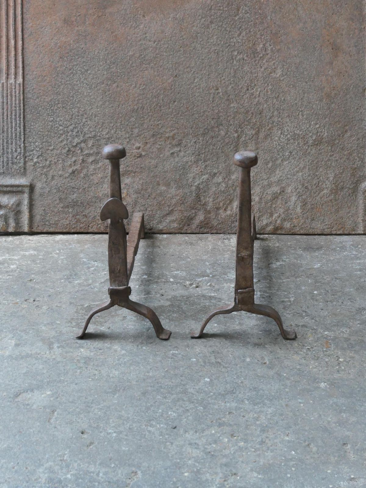 French Louis XV Period Fire Andirons, 18th Century photo for sale