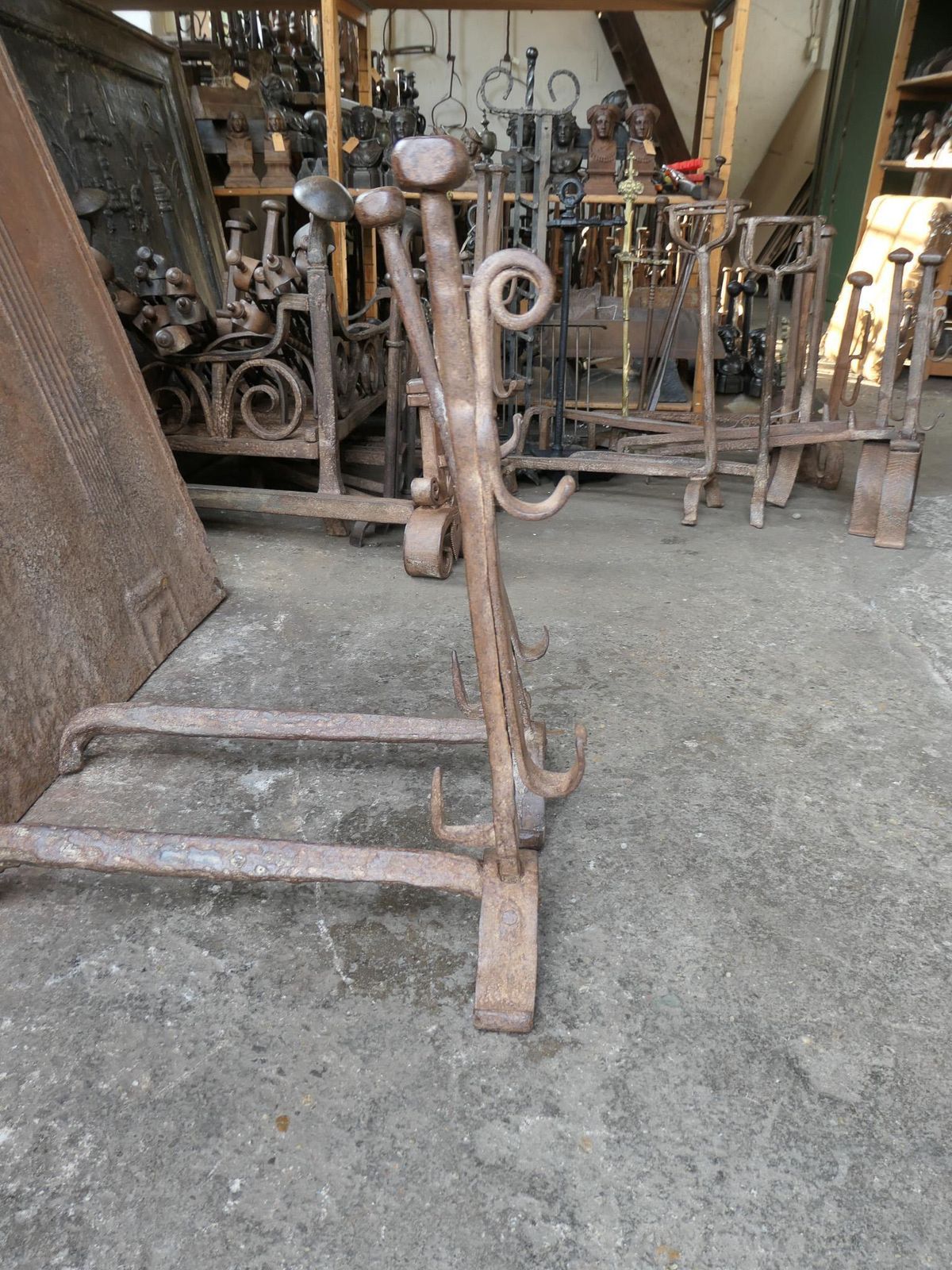 320.0 17th Century French Gothic Period Andirons Or Firedogs photo