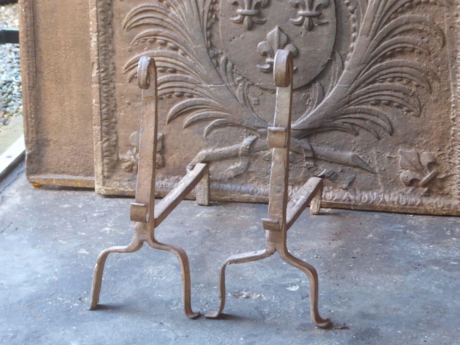 Early 18th Century French Gothic Period Andirons Or Firedogs photo for sale