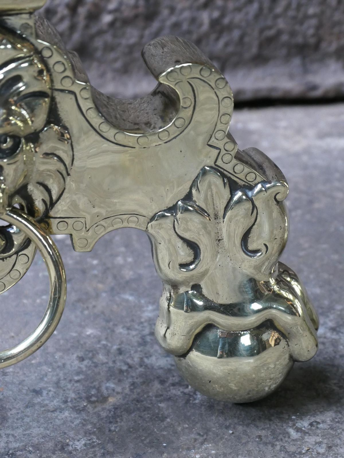 photo vinterior 19th Century French Louis XIV Style Polished Brass Andirons Or Firedogs