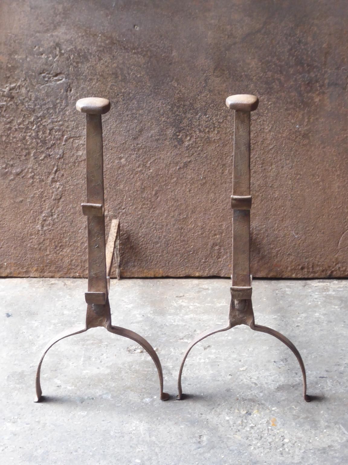 Antique French Gothic Andirons Or Firedogs, 17th Century photo furniture