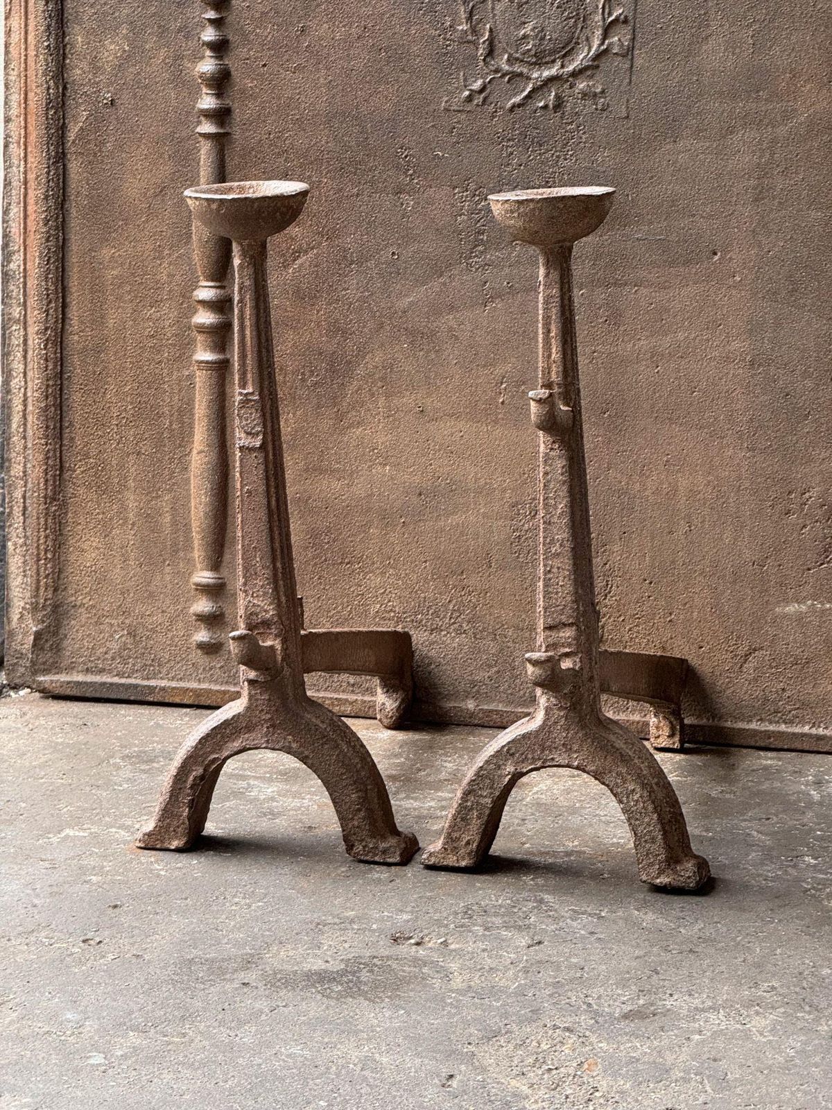 17th Century French Gothic Period Andirons Or Firedogs photo 576.0