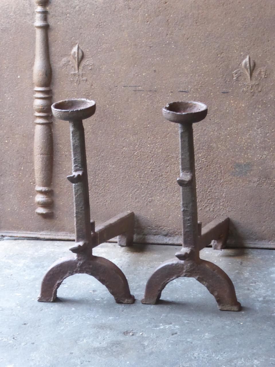 17th Century French Gothic Andirons Or Firedogs photo for sale
