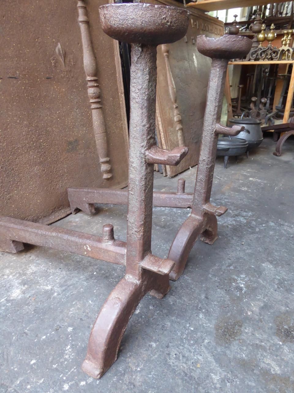 photo furniture 17th Century French Gothic Andirons Or Firedogs